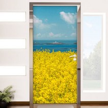 아트박스/꾸밈 pi392-유채꽃과제주바다_현관문시트지, 본품