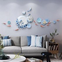 고급벽시계 럭셔리 엠보싱 장식 호텔 홈 거실 소파 TV 수지 꽃 물고기 벽화 아트, 8.style8