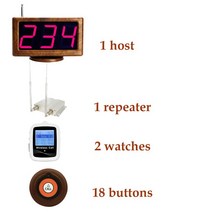 푸드 트럭 스낵카 레스토랑 Hookah Buzzer 1 호스트 + 리피터 향상된 앰프 2 방수 시계 18 버튼 식품 코트 교회 카페, EU, 02 white brown