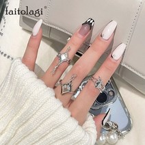 별반지 불규칙한 크로스 스타 링 디자인 다층 펑크 지르콘 스타 테일 오픈 링 여성용