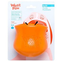 WEST PAW Zogoflex Toppl 간식 디스펜싱 강아지 장난감 퍼즐 - 강아지용 인터랙티브 츄잉 중간 강도의 씹는 가져오기 잡기를 위한 사료 보관 스몰 7.6cm(3인치), Large_Tangerine, Tangerine
