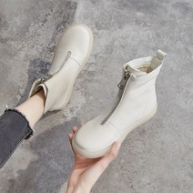 도오빠 인베런 여성 가죽 앵클 부츠 워커 플랫 하이탑 첼시 여자부츠 발편한 신발