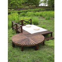 펜션 데크 야외 평상마루 평상 원형파고라 바닥 마당, 부채꼴밑면길이90x폭90x높이30cm배색