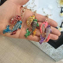 시떼몰 잉어 물고기 키홀더 키링 열쇠고리, 1개, 노랑+초록