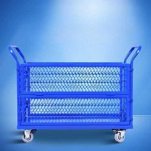 바스켓카트 운반대차 4륜 트롤리 물류창고 롤컨테이너, 1.블루 소형 메쉬 4륜 트롤리