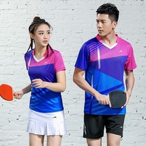 배드민턴복 배드민턴 옷 세트 반팔 치마 반바지 여자 남자 탁구복 상의 하의 파랑 핑크