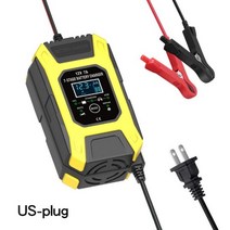 케이텍 FOXSUR 차량용 배터리 충전기 12V 7 Amp 단계 자동 스마트 오토바이 납산 AGM 젤 습식 No.356617, US-Plug (Yellow)