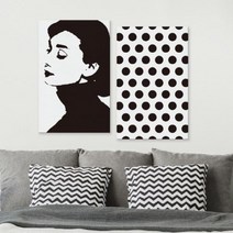 캔버스액자 일러스트 오드리햅번(블랙) B타입 35x35cm 2. 블랙도트
