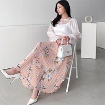 하젤 메디치 플라워 쉬폰 스커트_M1520