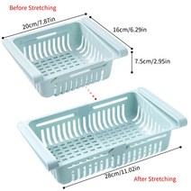 냉장고 개폐식 플라스틱 보관 상자 정리함 서랍 컨테이너 선반 과일 계란 음식 트레이 주방 액세서리, [02] Blue