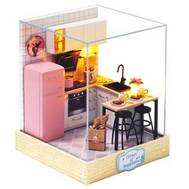 미니어처 소품 미니 하우스 집만들기 나만의 방 꾸미기 키트 Diy 인형의 집 고양이 이층침대, H