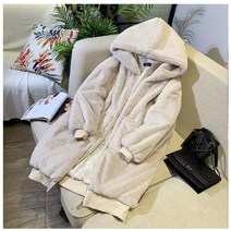 인조밍크 루즈핏 후드 롱 페이크퍼코트