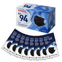 KF94 국내산필터 부직포사용 황사방역마스크 (개별포장) 블랙마스크/화이트마스크 50매/100매, KF94 검정색 50매