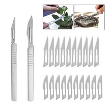 20pc 탄소강 메스 블레이드 + 핸들 DIY 조각 공예 나이프 절단 PCB 수리 칼 손 도구, 한개옵션0