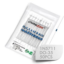 (Pack of 50 Pieces) Chanzon 1N5711 Schottky Barrier Rectifier Diodes 15mA 70V DO-35 (DO-204AH) Axial, 1, 50 Piece