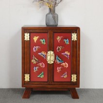 옛마루고가구 나비그림 수납장(소)(빨강) 원목가구 장식장