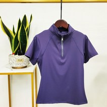 빠른 건조 반팔 승마 티셔츠 여성 승마셔츠 승마 쇼 셔츠 마술 의류, 자주색, XL