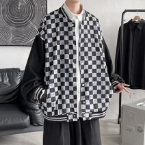 트렌디한패션캐주얼루즈핏체크보드야상남트렌드야구점퍼남7410P65