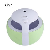차량용 공기청정기 자동차 3 in 1 아로마 에센셜 오일 디퓨저 초음파 엘프 II 정수기 라이트 USB 팬 자동차 공기 청정기 사무실 878bEA2c6, 03 Green