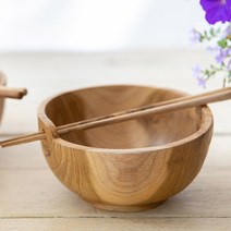 티크우드 나무 면기 젓가락 세트 덮밥 우동기