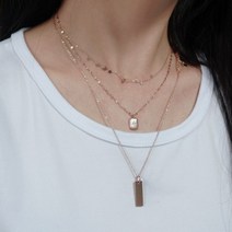 리베리베 써지컬스틸 스틱 바 레이어드 목걸이 스퀘어 체인 남녀공용 무알러지