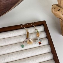 옥귀걸이 팬던트 빈티지 라운드 고대 로터스 Seedpod 귀걸이 귀 드롭 옥 파티 주얼리 1 쌍