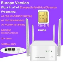 농막 WIFI 유심 4G LTE 라우터 이동식 유무선 인터넷 와이파이 라우터, B 유럽6채널국내3사(적극추천)