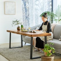 [해찬솔원목이야기] 해찬솔 우드슬랩 통원목 다이닝 거실테이블 1800/소파테이블/업테이블/, 상판색상:내추럴브라운