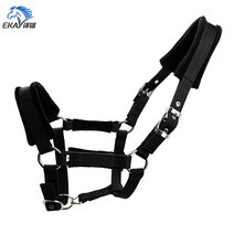 두꺼운 말재갈 마방굴레 승마 용품 소품 25mm 폭 두꺼운 웨빙 벨벳 말 하네스, 블랙 특소형, 1개