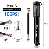 자전거 바퀴 바람 휴대용 장비 기계 공기흡입기 웨스트 바이킹 펌프 미니 mtb 도로, 100psi