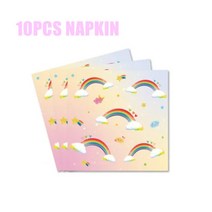 생일장식 여아 레인보우 생일 파티 장식 일회용 식기 종이 접시 컵 냅킨 풍선 용품, [04] 10pcs napkin