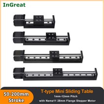 어닝레일 CNC 선형 레일 가이드 스테이지 T 형 미니 스테퍼 모터 액추에이터 50-300mm 스트로크 슬라이딩, 03 4mm Pitch_02 100mm
