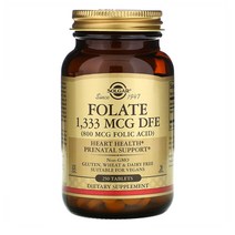 Solgar Folate 엽산 1333mcg 20정 1개, 2개