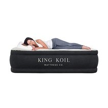 King Koil 감성 캠핑 쇼파 캠핑 가정 및 투숙객을 위한 고속 펌프가 내장된 킹 코일 럭셔리 트윈 에어 매트리스 - 20인치 사이즈 에어베드 팽창식 블로우업 방수, 20 Inch, Twin