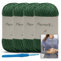 [니뜨] 어울림 뜨개실(40g)x4볼+모사용코바늘7/0호+어울림삼각숄도안, 918_올리브그린