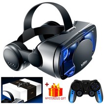 VR 게임기 안면 스마트 글라스 브이알 헤드셋 기계 오락기 호환되는 가상 현실 안경, 박스 9090 리모컨 포함