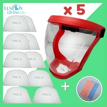 [루시온리빙] 필터형 김서림방지 안면고글 (+필터 10개 +고급 안경닦이) 필터안면고글, 5개, G. 필터형 투명렌즈 [레드](25%할인)