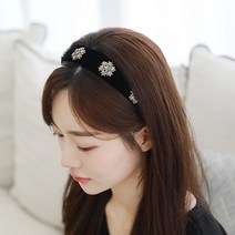 왕실 큐빅 벨벳 헤어밴드 연예인 제니 명품 여자 여성 큐빅 얇은 고급 비즈 큐빅 머리띠