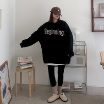 애플망고옷장 기모 겨울 빅사이즈 오버핏 비기닝 롱박스티 맨투맨