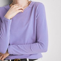 데일로엔 여성용 무지 라운드넥 긴팔 티셔츠