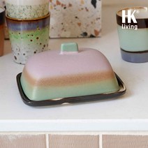 HKliving 버터디쉬 네덜란드 유럽 감성 도자기 뚜껑있는 사각 접시 버터담는 예쁜그릇, Meteor