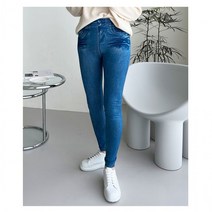 레깅스 스키니 팬츠 청나염 워싱 데님 밴딩청 밴딩 여성 바지 기모 데님진 여자청 돌청