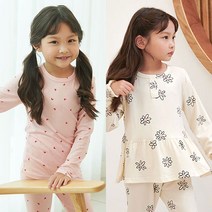 마벨슈슈 여아 쁘띠하트+스몰데이지 소프트웜 9부내의 파자마 세트