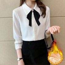 기모 시폰 셔츠 가겨울 패션 서양 상의 디자인