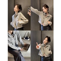 여성 야구점퍼 따뜻한 잠바 점퍼 발랄한 귀여운 꾸안꾸 여성을위한 미국의 복고풍 스포츠 매력 짧은 운동복 봄 가을 작은 더블 지퍼 야구 유니폼 얇은 재킷 탑