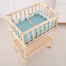 원목 기저귀교환대 기저귀갈이 수납 다기능 아기 옷걸이 거치대, 전원목 아기 침대 기저귀대+선인장 케어 패드