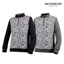 김영주스포츠 여성 로고플레이 하이넥 방풍 골프 티셔츠 WT8055