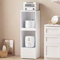 하이앤드리 티아 400 슬림 3단 전자렌지 수납장 에어프라이어 선반 원룸 다이 틈새 전자레인지 밥솥장, 화이트