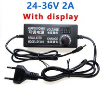 AC/DC 3V-12V 범용 가변 전원 변환 어댑터, 34개의 연결잭 추가, 미국 플러그, 24V-36V 2A Display