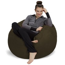 [일본 정규 수입품]소파삭(Sofa Sack) 울트라 소프트 Ultra Soft 비즈 쿠션 올리브 마이크로 스웨이드 커버 첨부 플러시 메모리 폼 91 cm